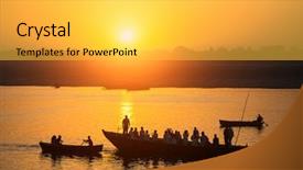  Presentation with india ganges - Audience pleasing PPT layouts consisting of holy ganges river varanasi india backdrop and a light gray colored foreground