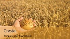  Presentation with ghost - Beautiful presentation design featuring holy ghost - woman hand holding a wooden backdrop and a gold colored foreground