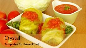  Presentation with lumpia spring rolls fried - PPT layouts featuring holy gorund - cabbage rolls holishkes background and a  colored foreground
