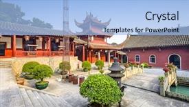  Presentation with drum - Colorful PPT layouts enhanced with holy gorund - fuzhou china at yongquan temple backdrop and a light blue colored foreground