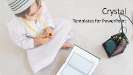  Presentation with ramadan kids - Colorful PPT theme enhanced with holy gorund - happy kids ready for ramadan backdrop and a light gray colored foreground