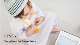  Presentation with koran holy book of muslims - Slides having holy gorund - little kid reading koran background and a soft green colored foreground