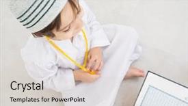  Presentation with reading - Cool new slides with holy gorund - little kid reading koran backdrop and a soft green colored foreground