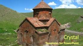 Presentation with medieval church - Amazing PPT theme having holy gorund - medieval church armenia backdrop and a tawny brown colored foreground