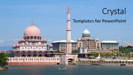  Presentation with malaysia - Amazing presentation theme having holy gorund - mosque of putrajaya malaysia backdrop and a light blue colored foreground