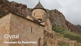  Presentation with armenia - Slide set consisting of holy gorund - noravank monastery from 13th century background and a coral colored foreground