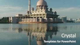  Presentation with malaysia - Amazing slide deck having holy gorund - putrajaya mosque malaysia backdrop and a ocean colored foreground