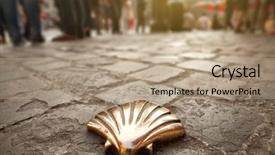  Presentation with brussels - Slide set featuring holy gorund - santiago shell pilgrims shell st background and a coral colored foreground