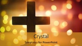  Presentation with christian - Cool new PPT theme with holy gorund - wooden cross on blurred background backdrop and a gold colored foreground
