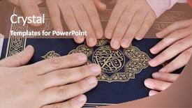  Presentation with islamic book - Cool new presentation with holy islamic book koran backdrop and a coral colored foreground