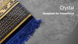  Presentation with muslim prayer - Colorful PPT theme enhanced with holy life - muslim prayer rug on gray backdrop and a gray colored foreground