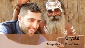  Presentation with varanasi - Audience pleasing theme consisting of brahman - tourist taking a selfie backdrop and a coral colored foreground