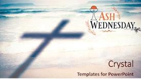  Presentation with wooden cross against the sky - PPT theme with holy mass - easter message against sea background and a cream colored foreground