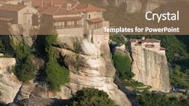  Presentation with monastery - Beautiful slides featuring mony - holy monastery of great meteoron backdrop and a coral colored foreground