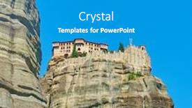  Presentation with cliff - PPT theme enhanced with holy monastery of varlaam on the top of the cliff in meteora greece background and a gray colored foreground