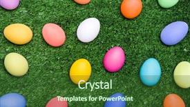  Presentation with eggs egg carton egg box - Slides enhanced with holy orders - many colorful easter eggs lying background and a forest green colored foreground