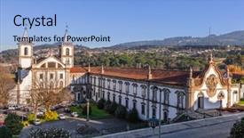  Presentation with monastery - Audience pleasing presentation design consisting of holy orders - s bento monastery in santo backdrop and a light blue colored foreground