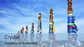  Presentation with shaman - Presentation theme featuring holy power - wooden shaman totems at burhan background and a light blue colored foreground