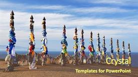  Presentation with shaman - Slide deck enhanced with holy power - wooden shaman totems at burhan background and a tawny brown colored foreground