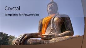  Presentation with buddha - Colorful presentation theme enhanced with holy spirit power - majestic buddha statue in sukhothaii backdrop and a light blue colored foreground