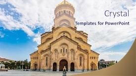  Presentation with city church - Colorful slide deck enhanced with holy-trinity-cathedral-church-landmark backdrop and a sky blue colored foreground