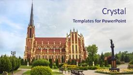  Presentation with catholic trinity - Colorful presentation theme enhanced with holy trinity catholic church backdrop and a sky blue colored foreground