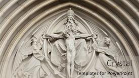  Presentation with gothic - Presentation design consisting of holy trinity gothic relief in saint wenceslas cathedral in olomouc czech republic background and a light gray colored foreground