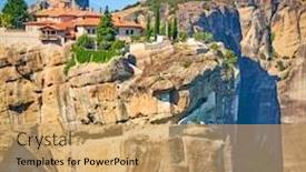  Presentation with monastery - Slides enhanced with holy-trinity-monastery-in-meteora background and a coral colored foreground