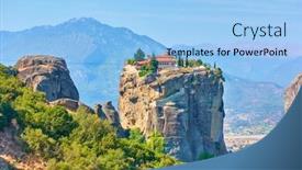  Presentation with orthodox - Beautiful presentation design featuring holy-trinity-orthodox-monastery backdrop and a light blue colored foreground