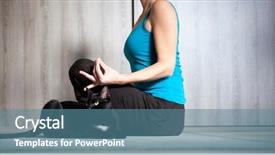  Presentation with mother doing yoga kids - Colorful PPT theme enhanced with home - black cat sitting next backdrop and a teal colored foreground