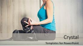  Presentation with mother doing yoga kids - Beautiful presentation theme featuring home - black cat sitting next backdrop and a light gray colored foreground