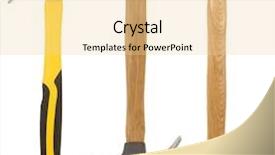  Presentation with cyber security tool description brief - Presentation theme featuring home accessories - hammer tool isolated on white background and a blonde colored foreground