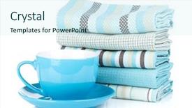  Presentation with accessories - PPT layouts with home accessories - kitchen towels and blue coffee background and a cool aqua colored foreground