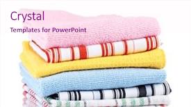  Presentation with kitchen - Slides having home accessories - kitchen towels isolated on white background and a  colored foreground