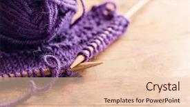  Presentation with knitting - Cool new PPT theme with home accessories - knitting set on wooden table backdrop and a lemonade colored foreground