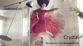  Presentation with huda beauty - Slide deck consisting of home accessories - levitating brunette beauty background and a light gray colored foreground