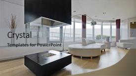  Presentation with luxury - Audience pleasing PPT theme consisting of home accessories - luxury penthouse living room backdrop and a light gray colored foreground