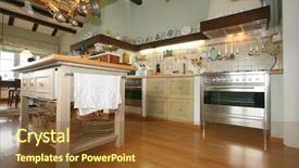  Presentation with traditional musical instruments angklung wood - Audience pleasing PPT layouts consisting of home accessories - traditional wooden provence style kitchen backdrop and a tawny brown colored foreground