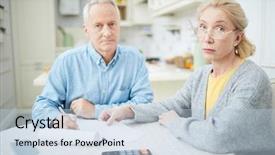  Presentation with aged - Slide set consisting of home and counting family budget background and a light blue colored foreground