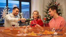  Presentation with christmas dinner - Amazing theme having home and drinking red wine backdrop and a red colored foreground