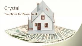  Presentation with money - Presentation design enhanced with home-and-money-isolated background and a cream colored foreground
