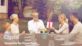  Presentation with happy holiday - Theme featuring home and people concept - happy background and a coral colored foreground