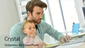  Presentation with home care - Presentation design with home and taking care background and a mint green colored foreground