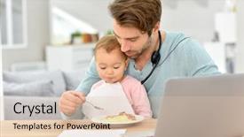  Presentation with home care - PPT theme with home and taking care background and a lemonade colored foreground