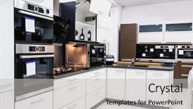 Presentation with kitchen design - Cool new presentation theme with home appliances - modern luxury hi-tek black backdrop and a light gray colored foreground