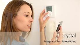  Presentation with temperature - Cool new presentation with home automation - woman regulating heater temperature backdrop and a lemonade colored foreground