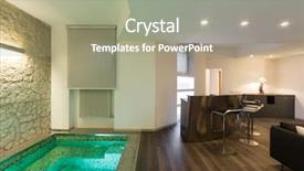  Presentation with living room - Presentation theme enhanced with home bar - architecture wide loft with modern background and a  colored foreground