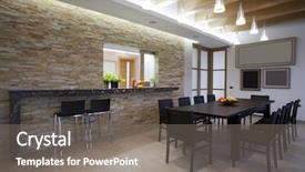  Presentation with dining - Colorful PPT theme enhanced with home bar - interior of a dining room backdrop and a gray colored foreground