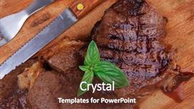  Presentation with meat beef - PPT layouts with home bar - served beef meat barbecue background and a tawny brown colored foreground