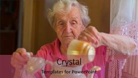  Presentation with tea - Beautiful theme featuring home brewing - elderly woman making tea backdrop and a red colored foreground